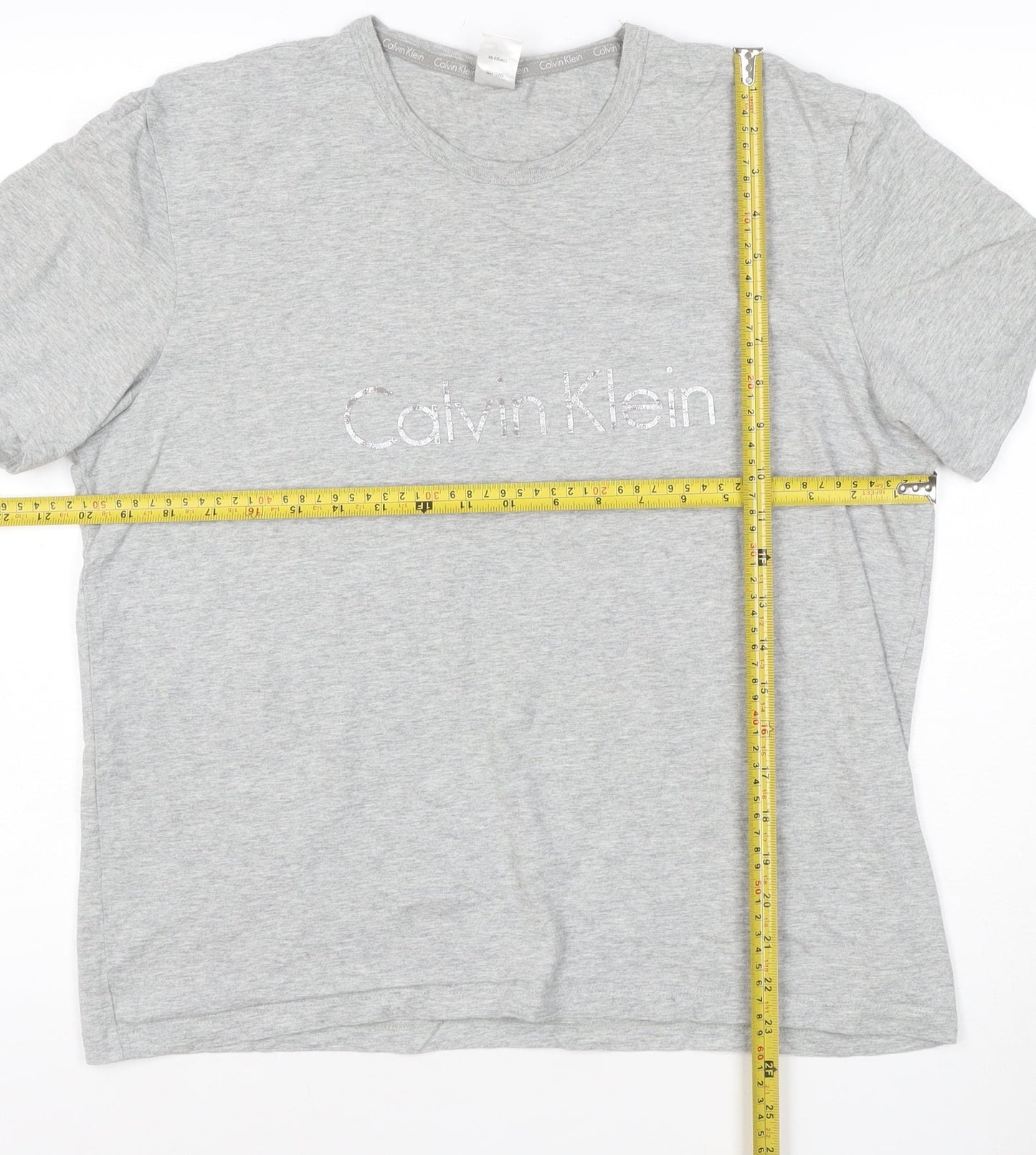 Calvin Klein Women's Grey Cotton Logo T-Shirt Size L