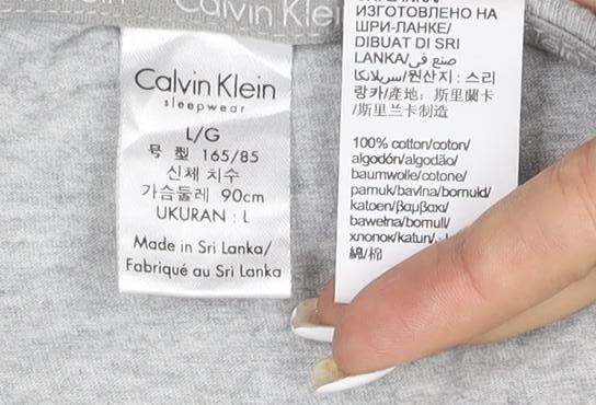 Calvin Klein Women's Grey Cotton Logo T-Shirt Size L
