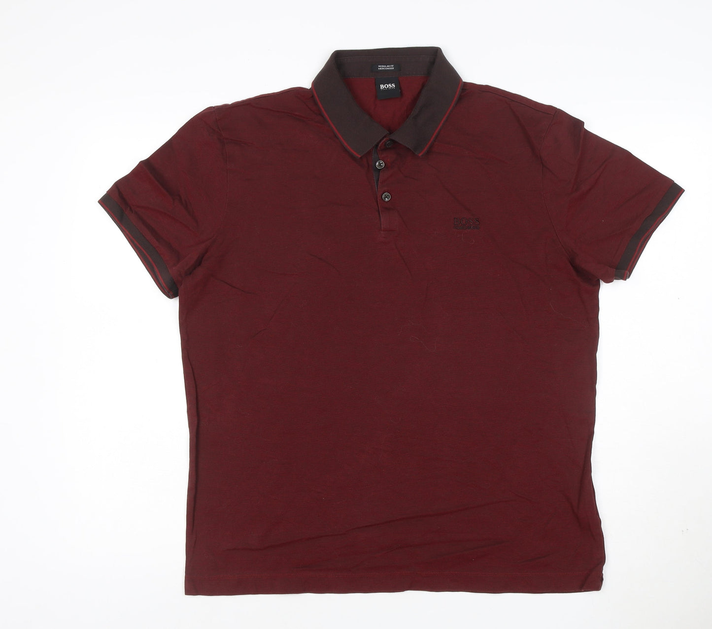 Hugo Boss Men's Red Regular Fit Cotton Polo Shirt Size XL