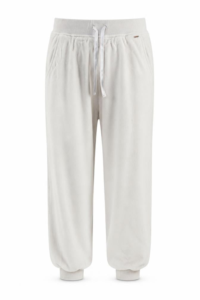 Marks & Spencer Women Beige Velour Joggers Size 10 Elastic Waist Pockets
