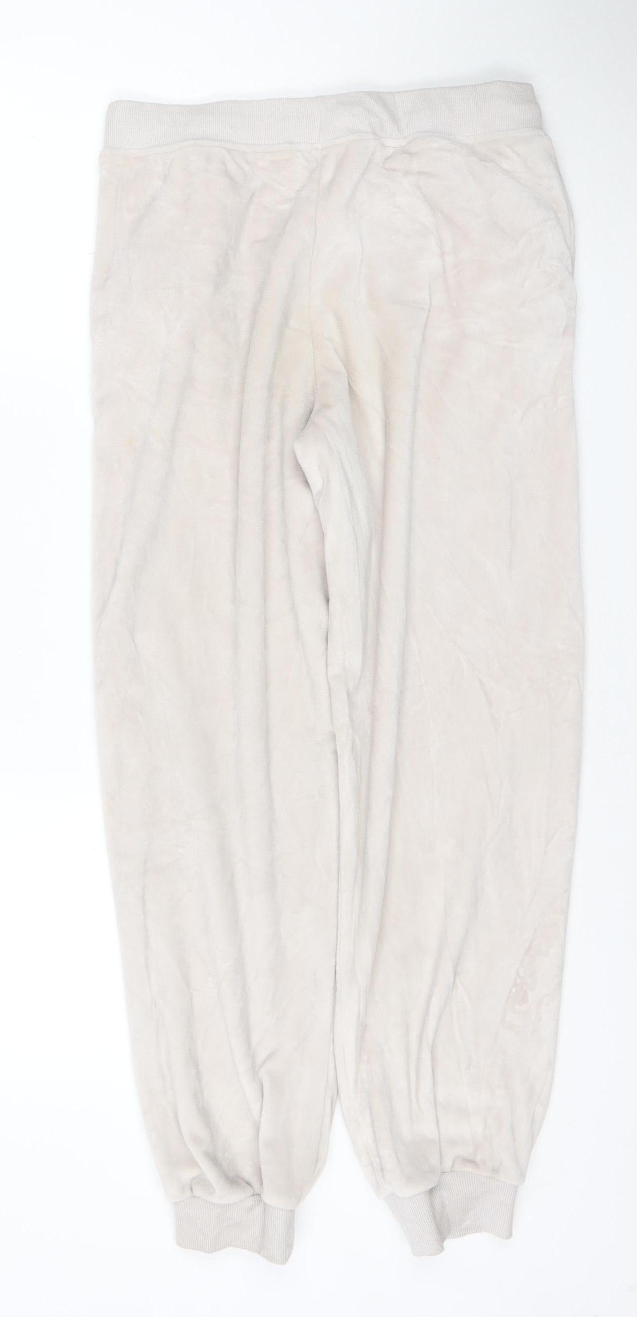 Marks and Spencer Women Beige Velour Joggers Size 10 Elastic Waist Pockets