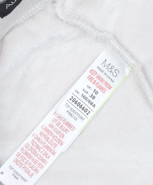Marks and Spencer Women Beige Velour Joggers Size 10 Elastic Waist Pockets