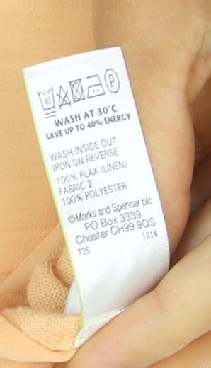 Marks and Spencer Autograph Women's Beige Linen Blend Short Sleeve T-Shirt UK 12