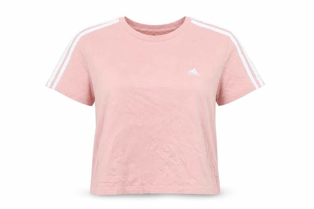 Adidas Women Pink Basic Short Sleeve Cotton T-Shirt L