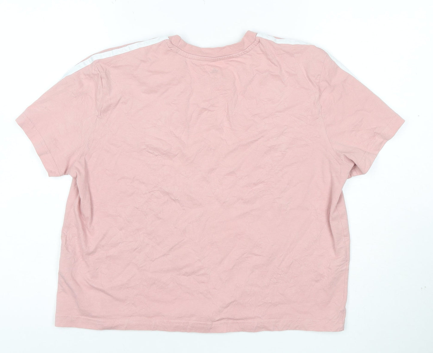 Adidas Women Pink Basic Short Sleeve Cotton T-Shirt L