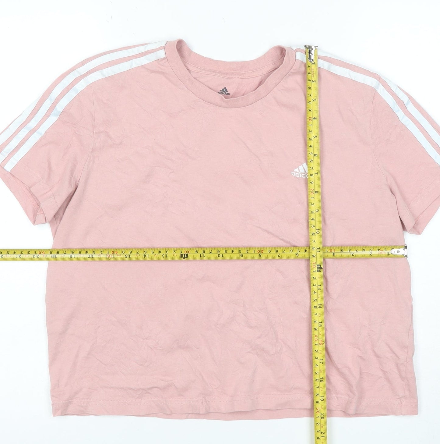 Adidas Women Pink Basic Short Sleeve Cotton T-Shirt L