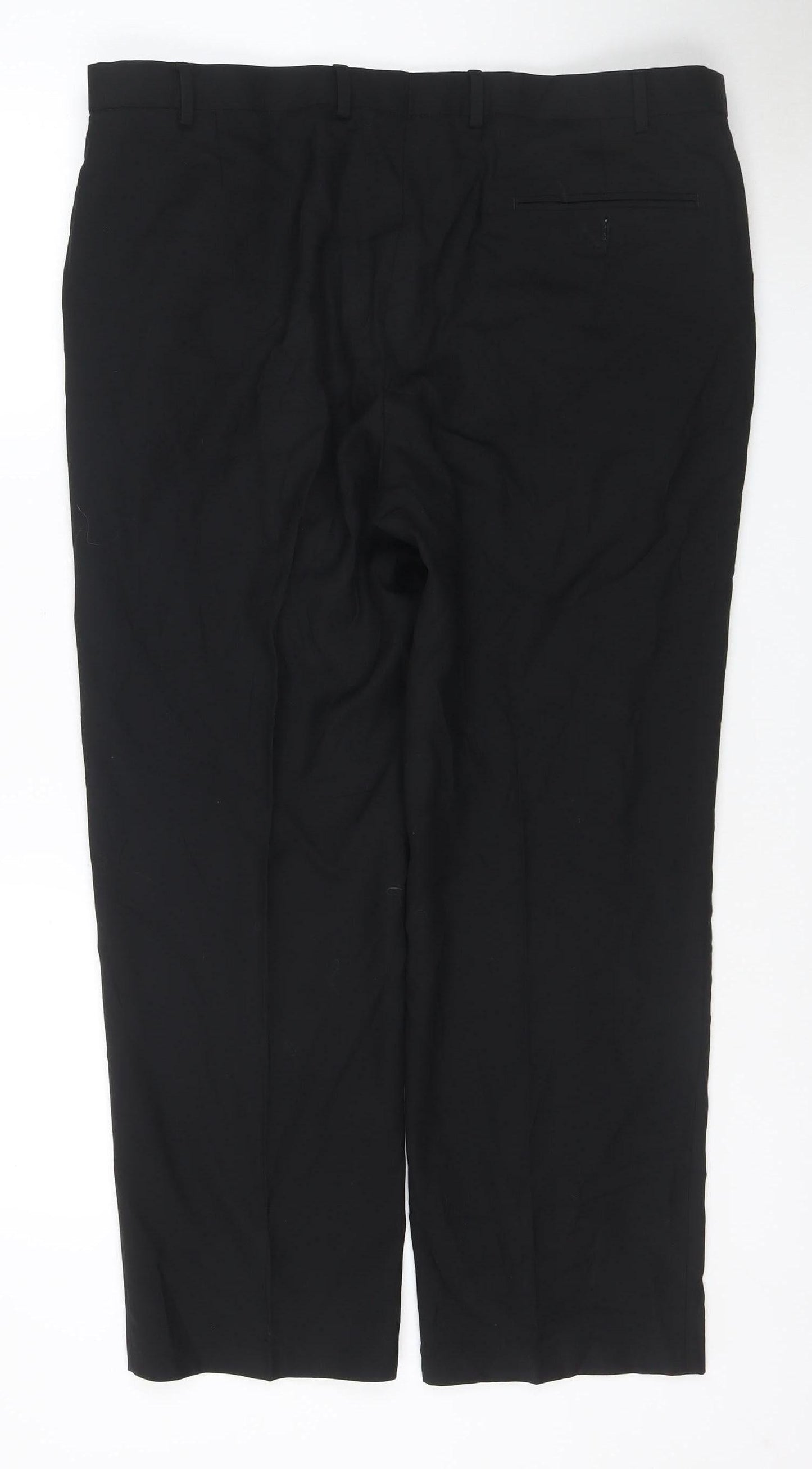 Marks and Spencer Men's Black Regular Fit Wool Blend Dress Trousers 38W 29L