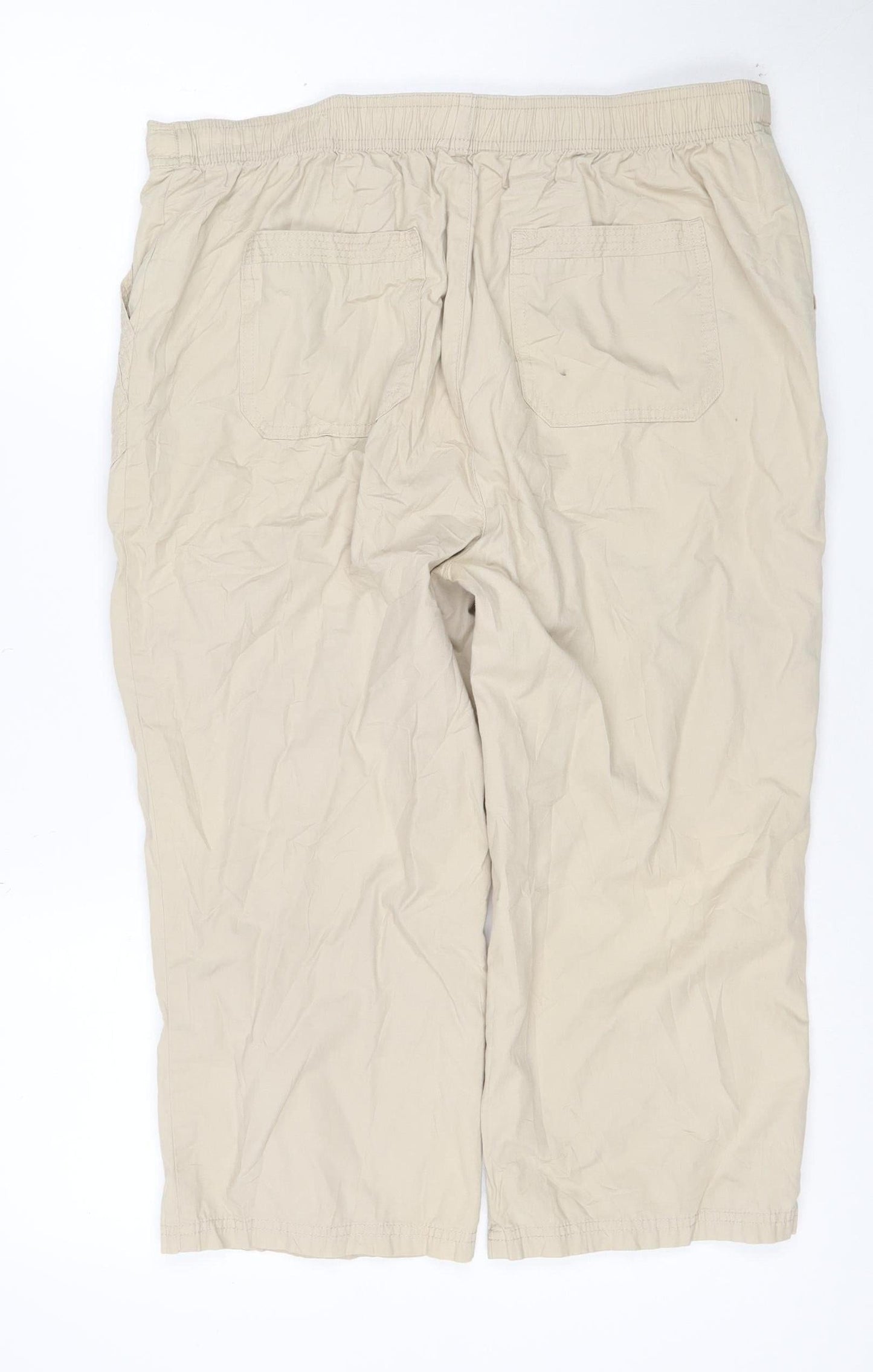 Marks and Spencer Womens Beige Cotton Cargo Capri Trousers UK 14