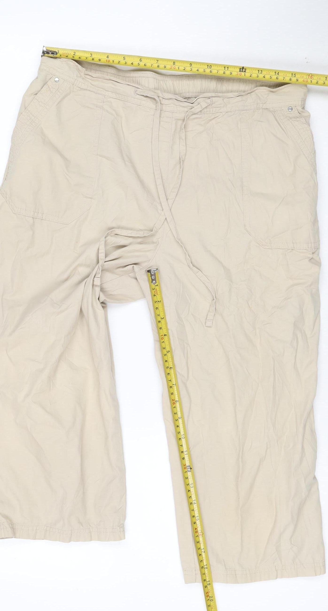 Marks and Spencer Womens Beige Cotton Cargo Capri Trousers UK 14