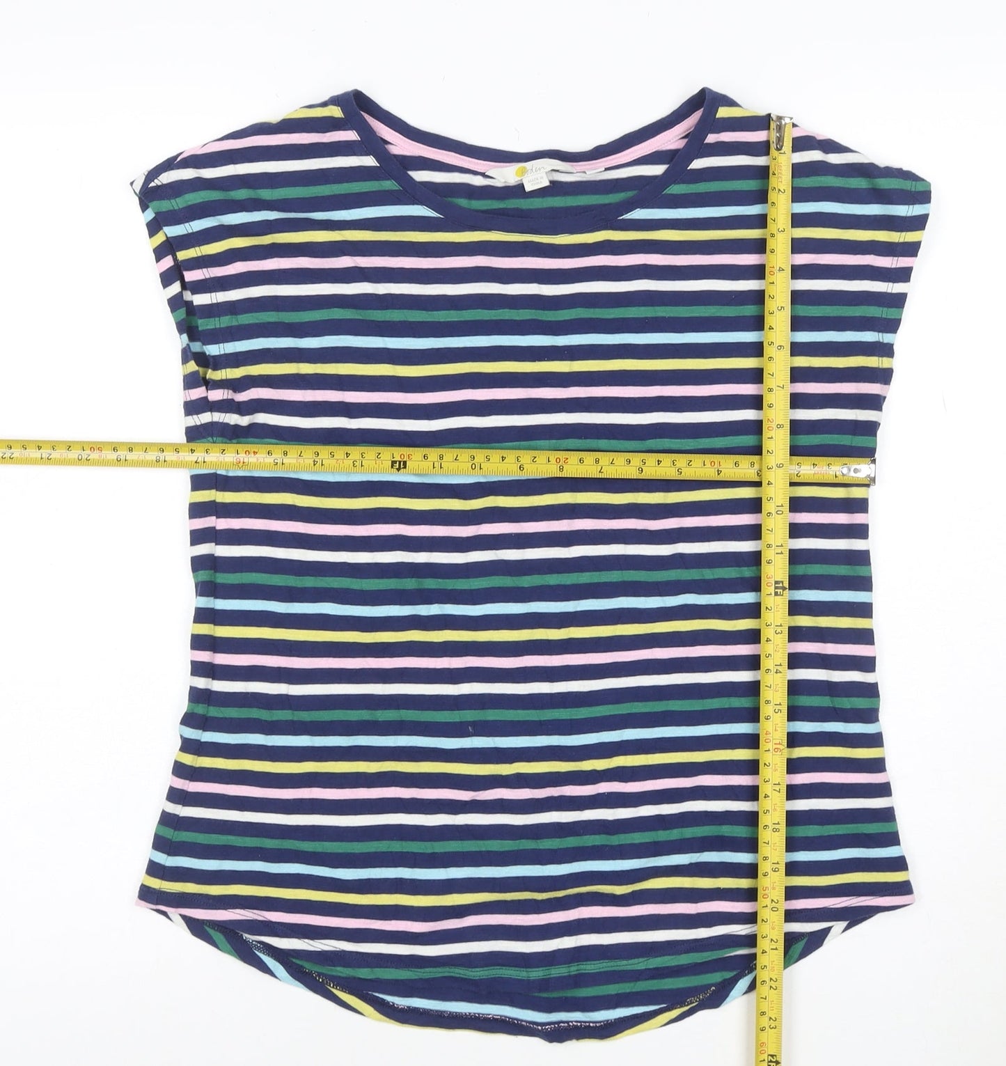 Boden Women's Multicoloured Striped Cotton T-Shirt Size S