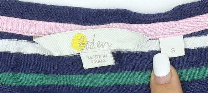 Boden Women's Multicoloured Striped Cotton T-Shirt Size S
