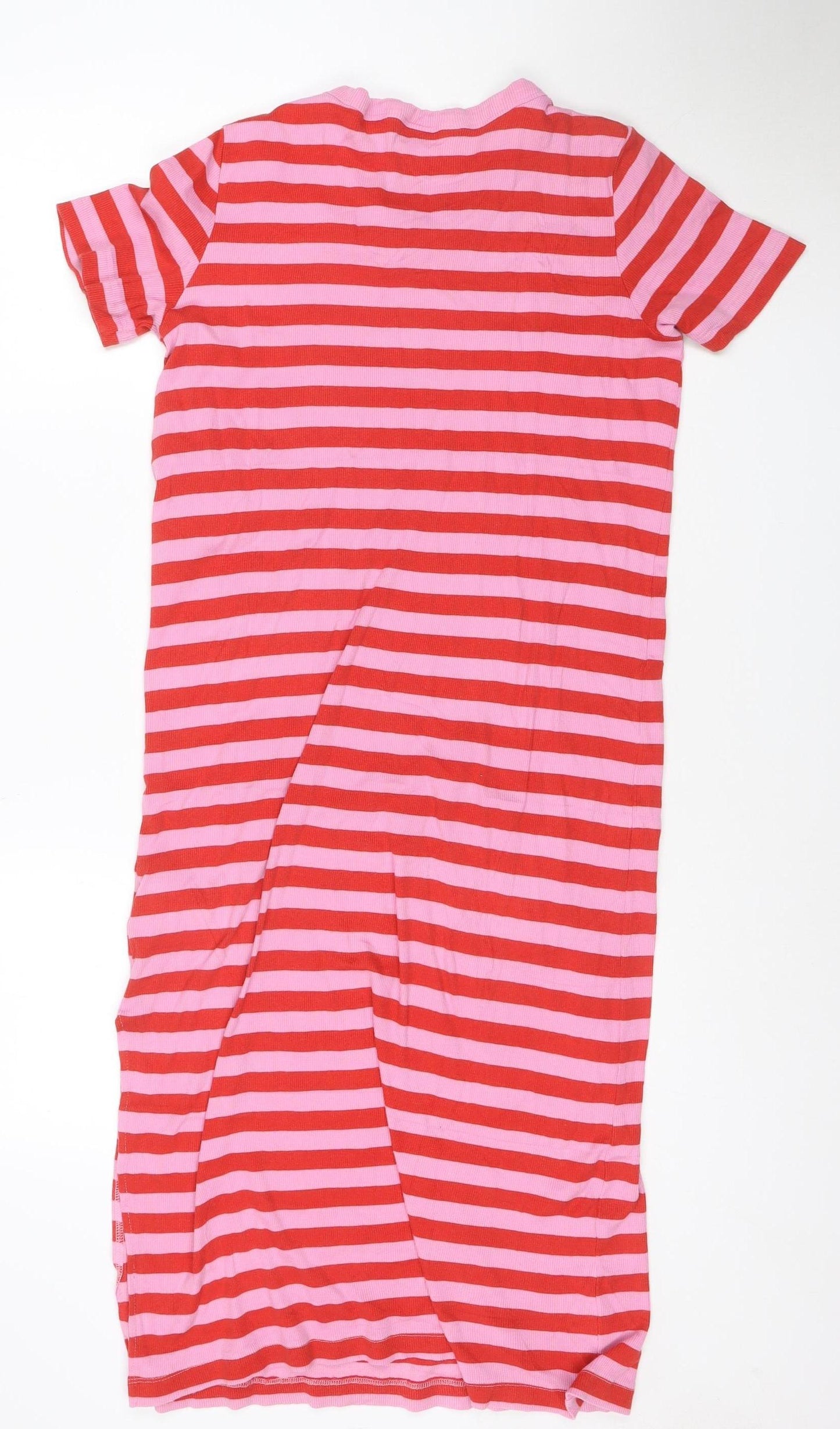 H&M Women’s Pink Red Stripe T-Shirt Dress Size S Cotton Modal
