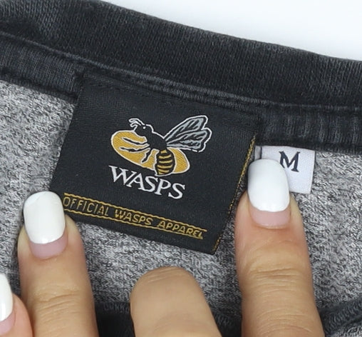 Wasps Rugby Men's Grey & Black Raglan Short Sleeve T-Shirt Size M