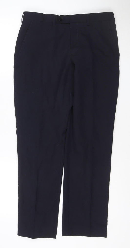 Next Men’s Black Wool Blend Dress Pants 30S Regular Fit Formal Trousers