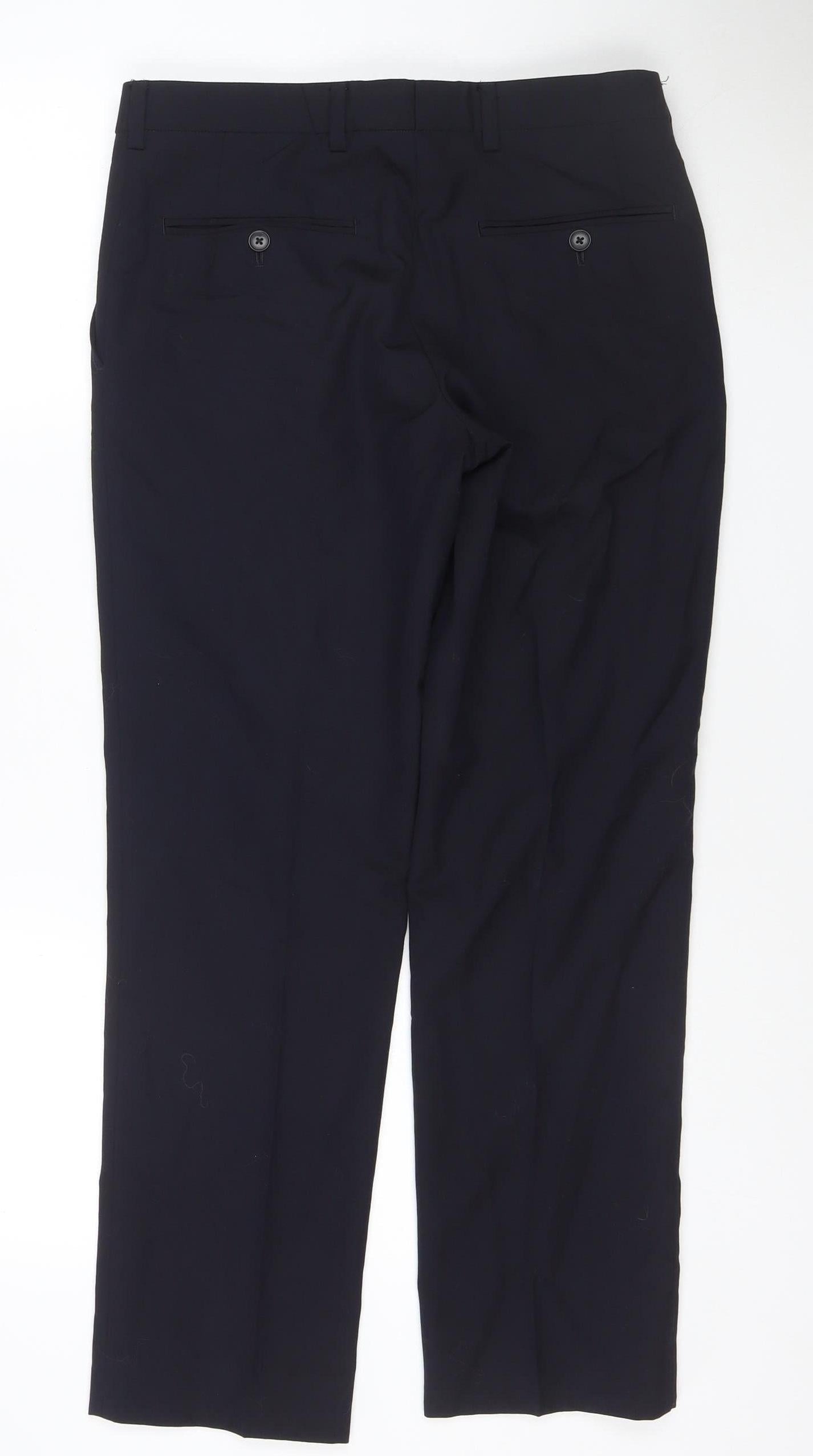 Next Men’s Black Wool Blend Dress Pants 30S Regular Fit Formal Trousers
