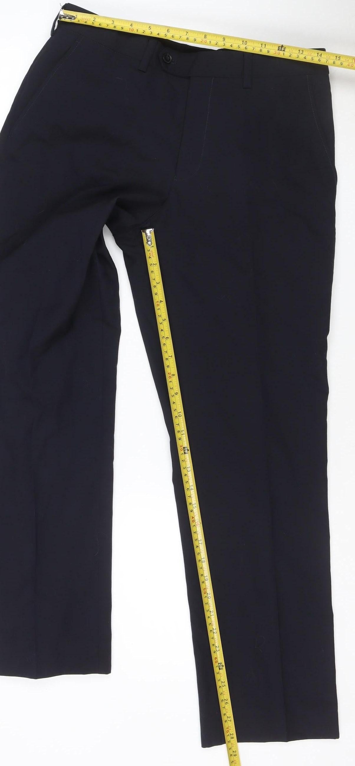 Next Men’s Black Wool Blend Dress Pants 30S Regular Fit Formal Trousers