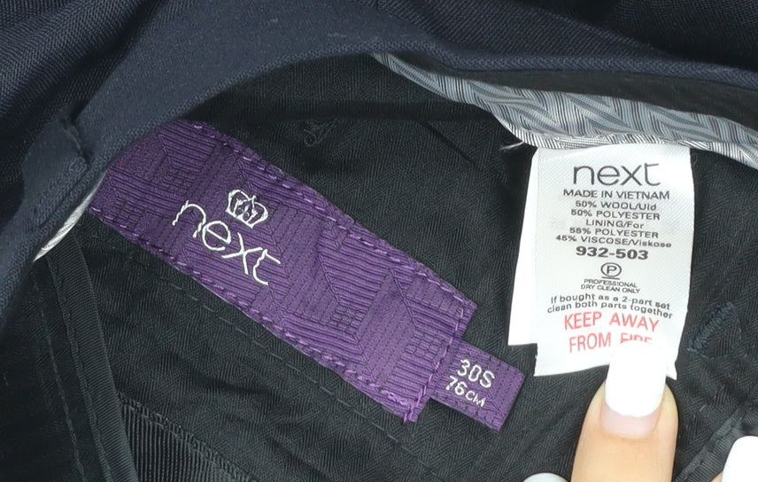 Next Men’s Black Wool Blend Dress Pants 30S Regular Fit Formal Trousers