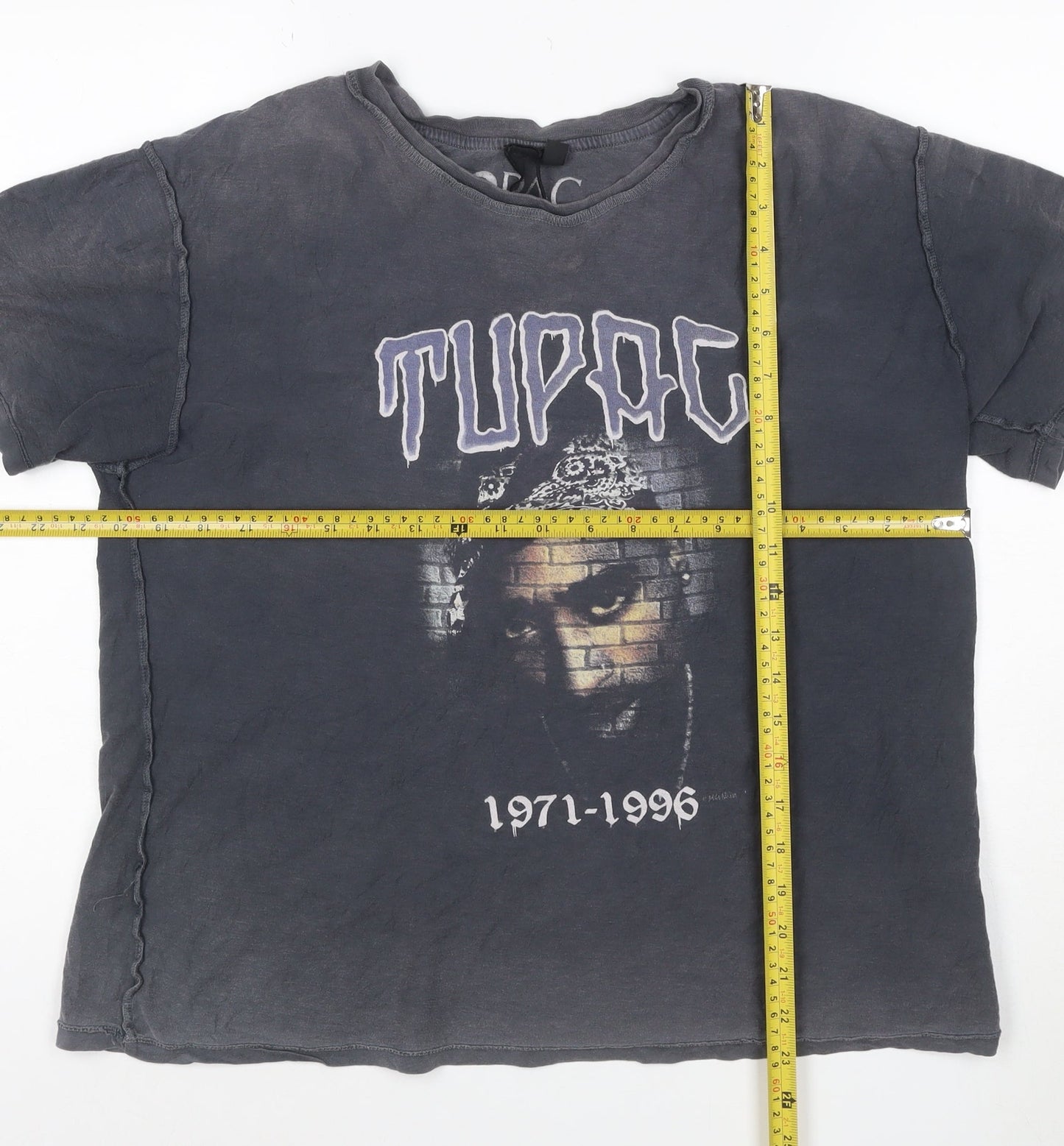 Topshop Women's Black Tupac Graphic Cotton T-Shirt Size 10