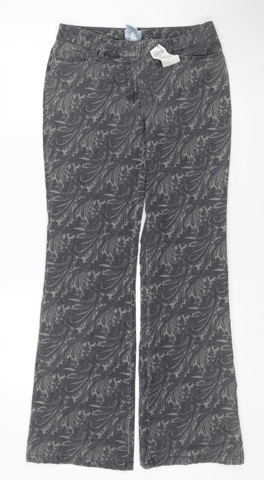 Next Women’s Grey Paisley Straight Jeans Size 8 Regular Stretch Denim