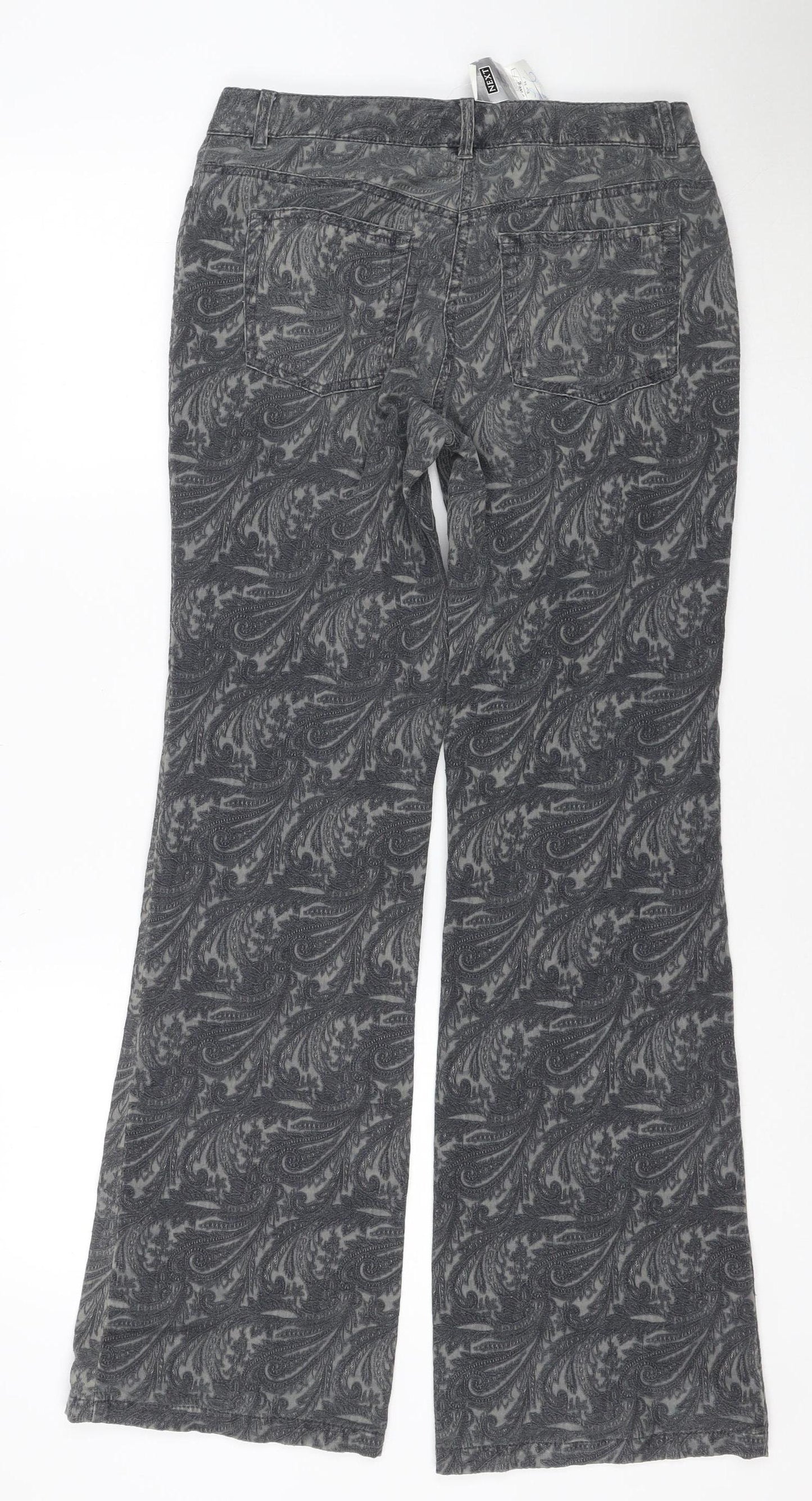 Next Women’s Grey Paisley Straight Jeans Size 8 Regular Stretch Denim