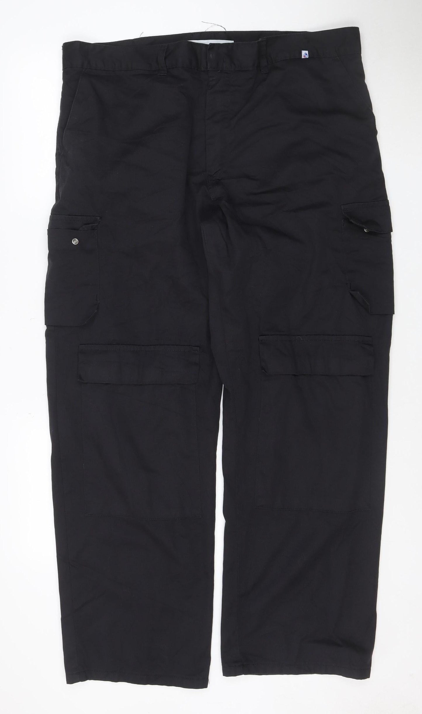 ISA LEA Group Mens Black Cargo Work Trousers Size L Regular Fit