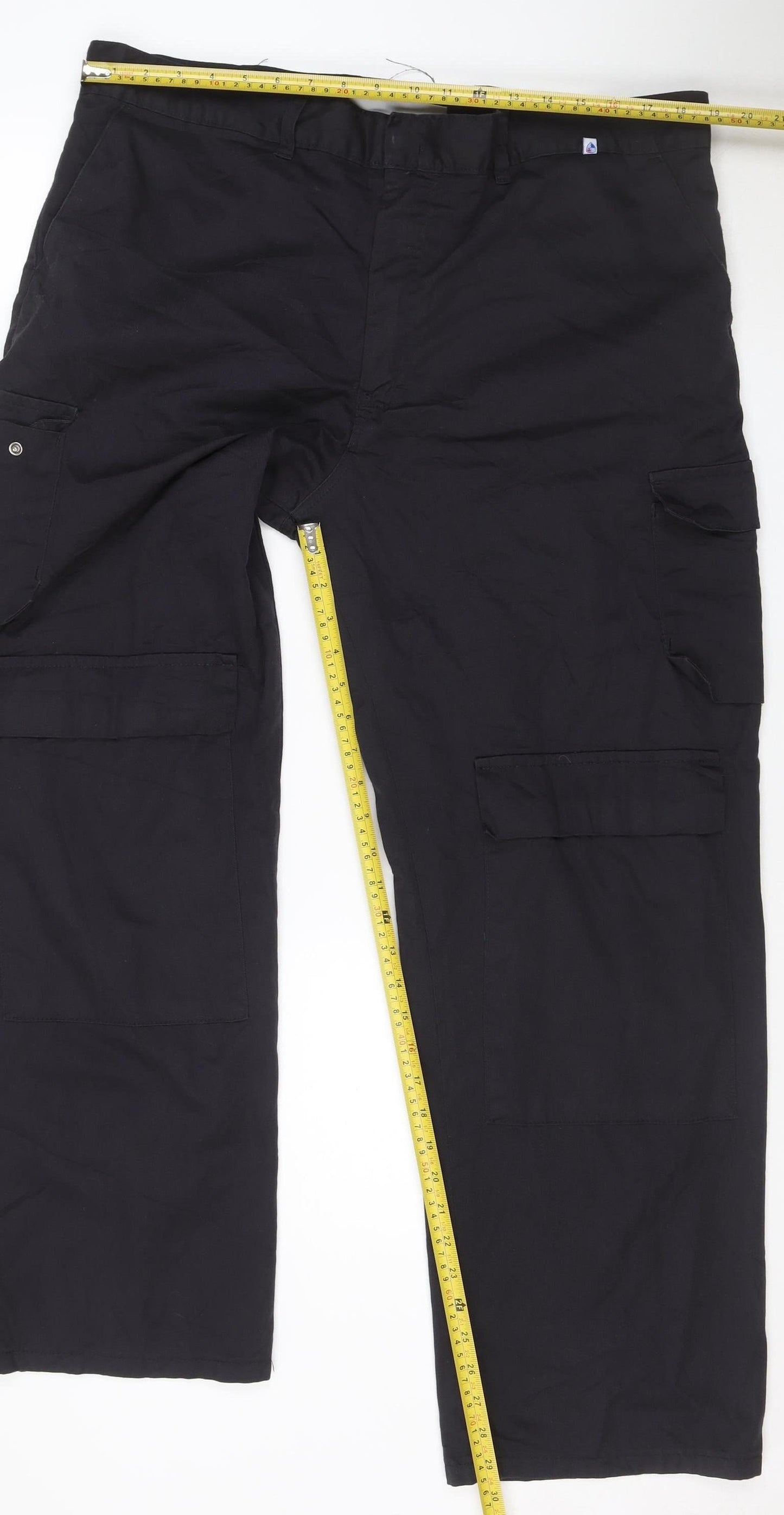 ISA LEA Group Mens Black Cargo Work Trousers Size L Regular Fit