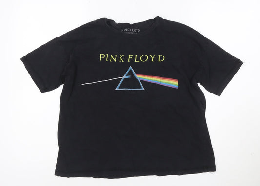 Pull&Bear Women’s Black Pink Floyd Short Sleeve Cotton T-Shirt Size S