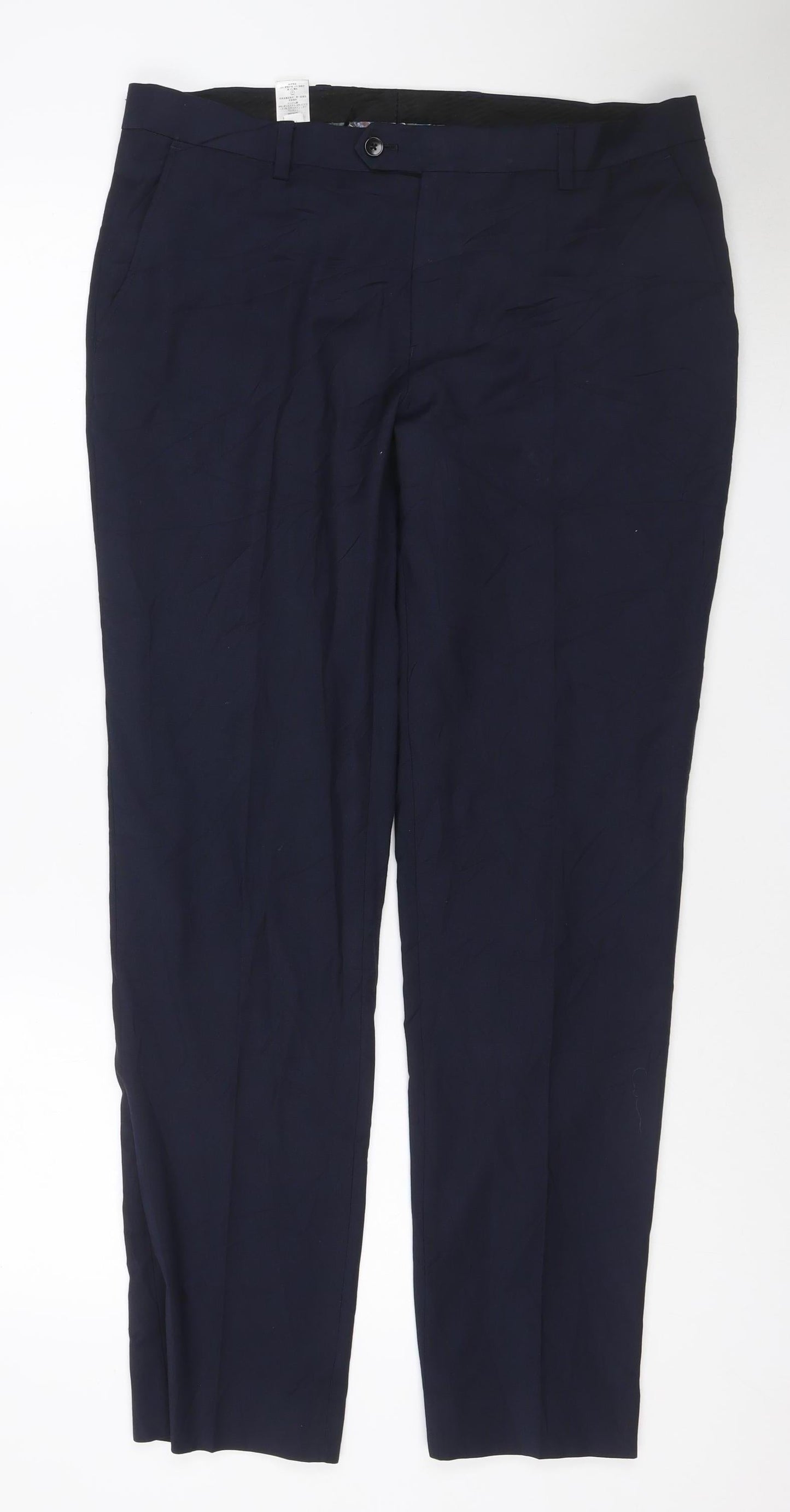 Next Women’s Blue Tailored Straight Leg Work Trousers Size 18 34in Waist