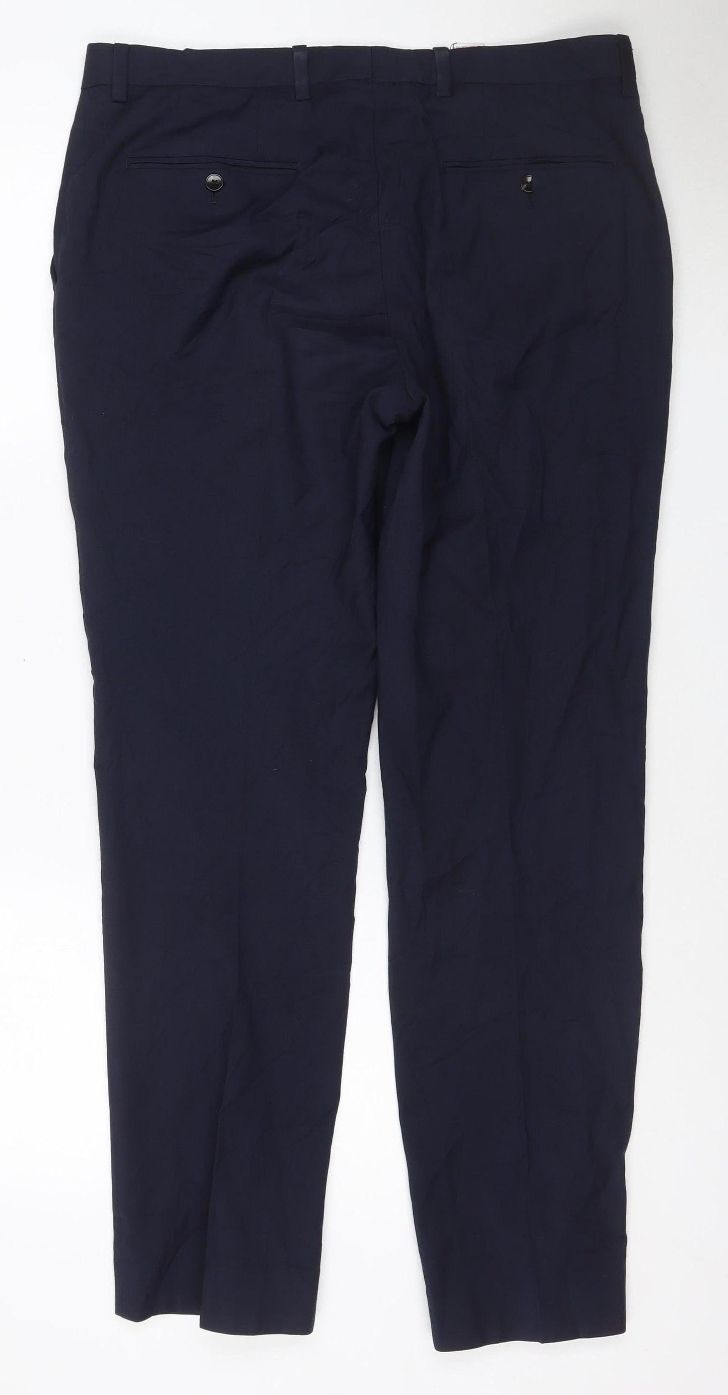 Next Women’s Blue Tailored Straight Leg Work Trousers Size 18 34in Waist