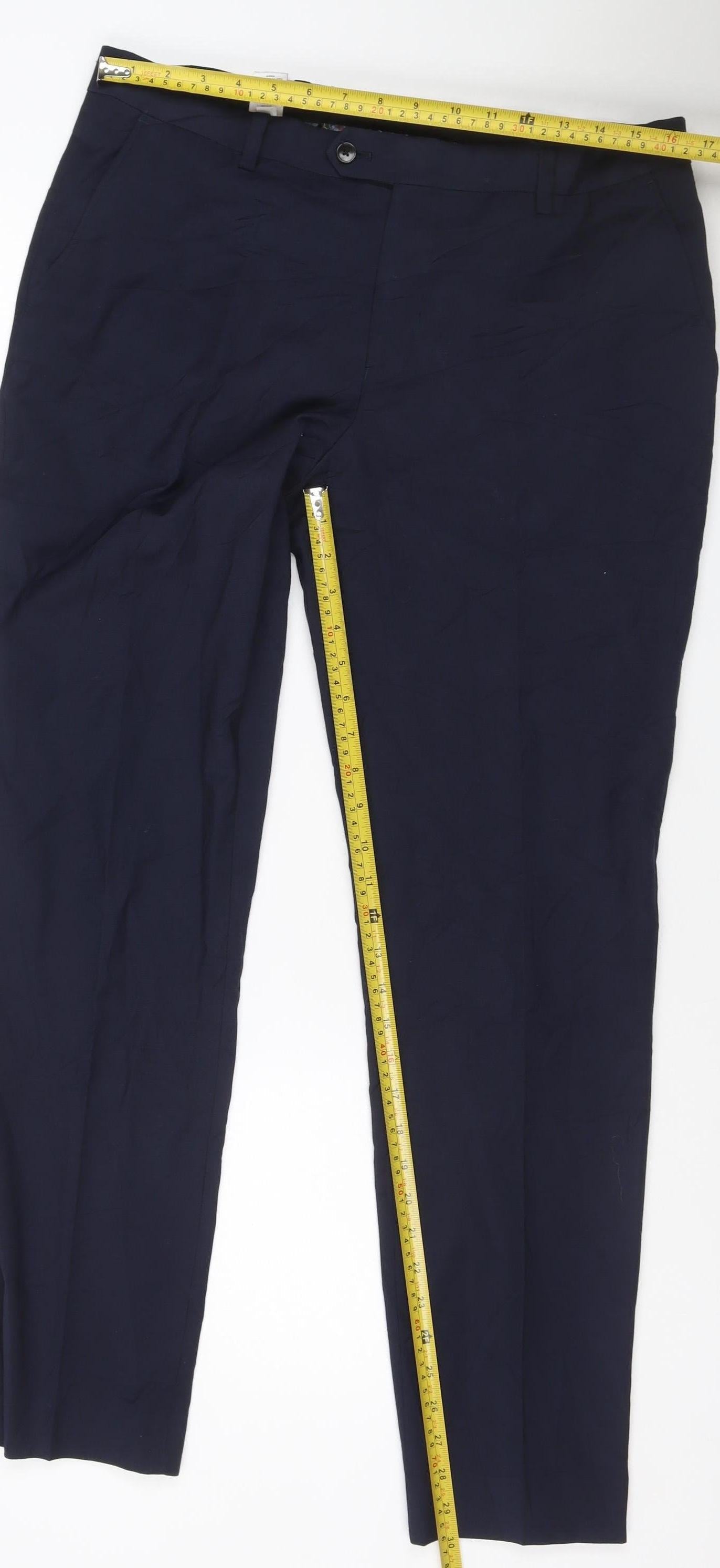 Next Women’s Blue Tailored Straight Leg Work Trousers Size 18 34in Waist