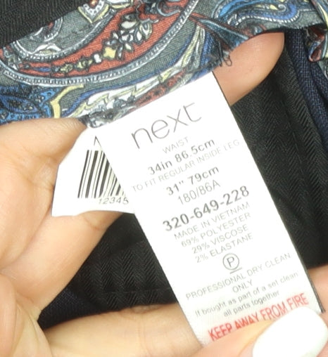 Next Women’s Blue Tailored Straight Leg Work Trousers Size 18 34in Waist