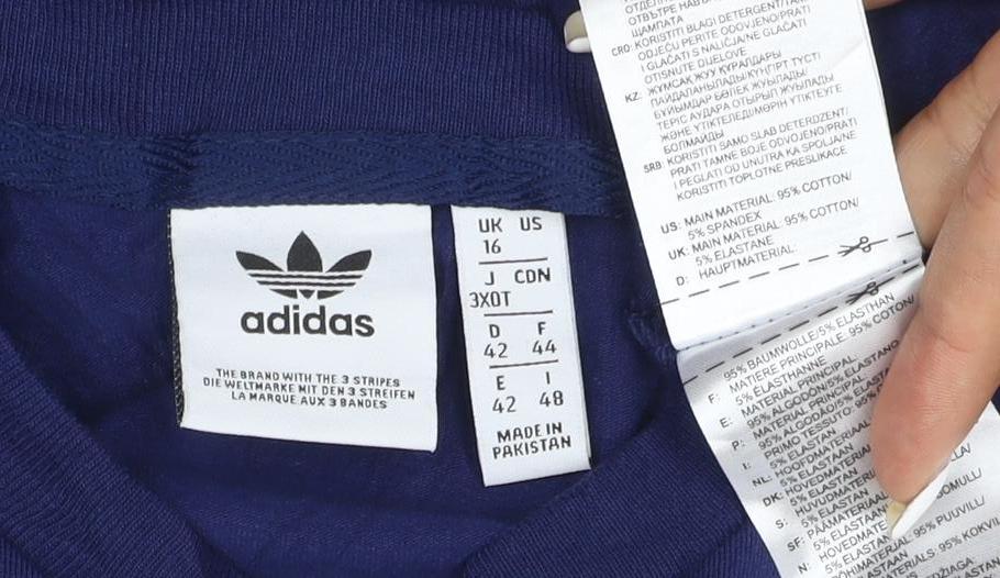adidas Men's Blue XL Trefoil Logo Graphic Cotton T-Shirt