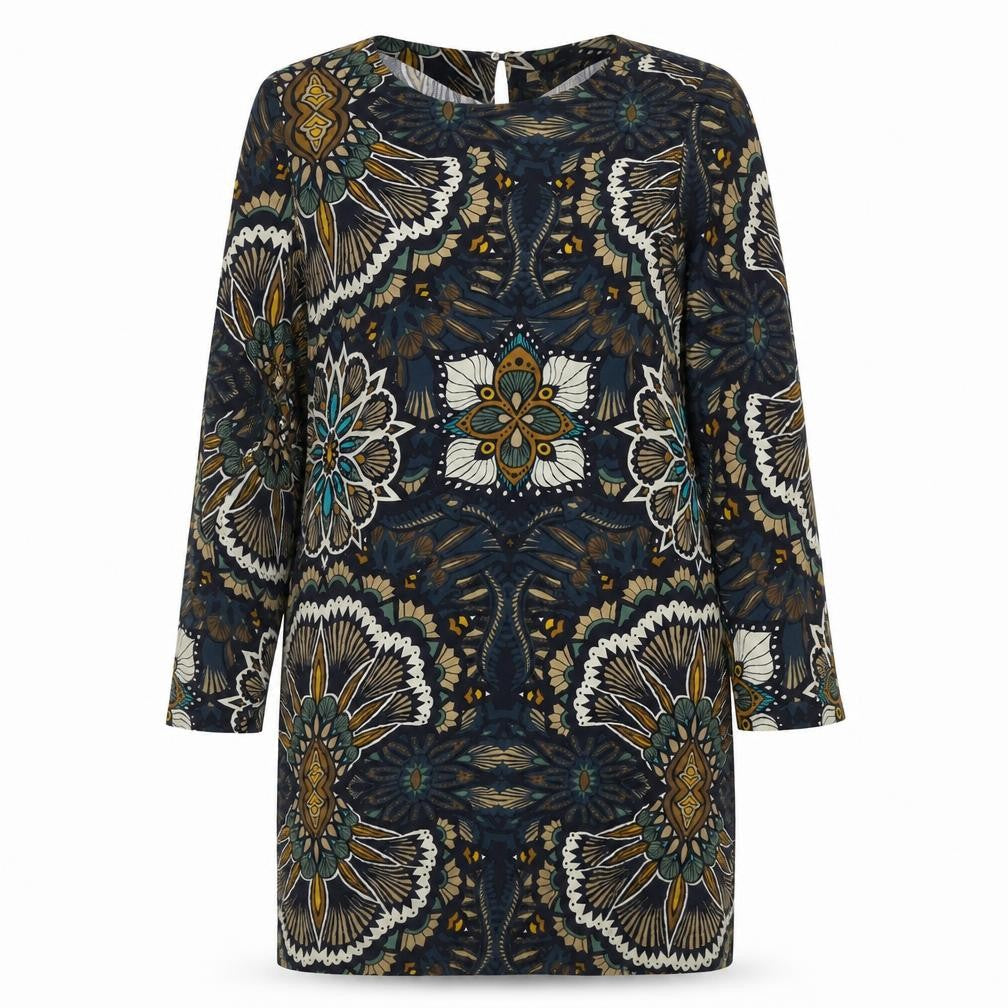 H&M Women's Multicoloured Floral Shift Dress Size 12 Viscose