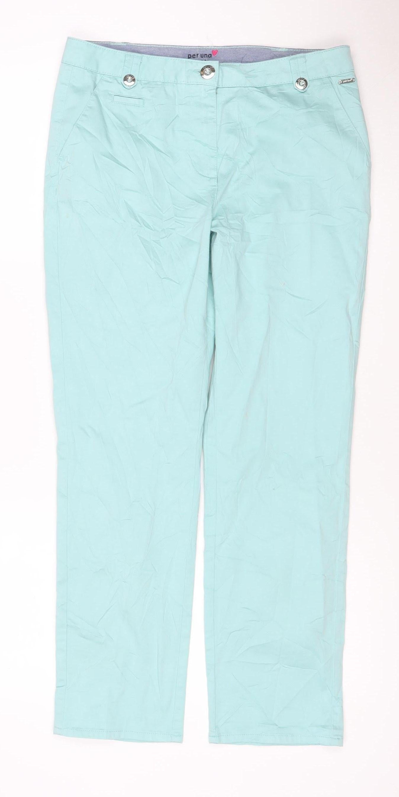 Marks and Spencer Women Green Size 10 Short Straight Stretch Jeans