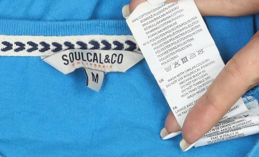 SoulCal & Co Men's Blue V-Neck Short Sleeve T-Shirt Size M