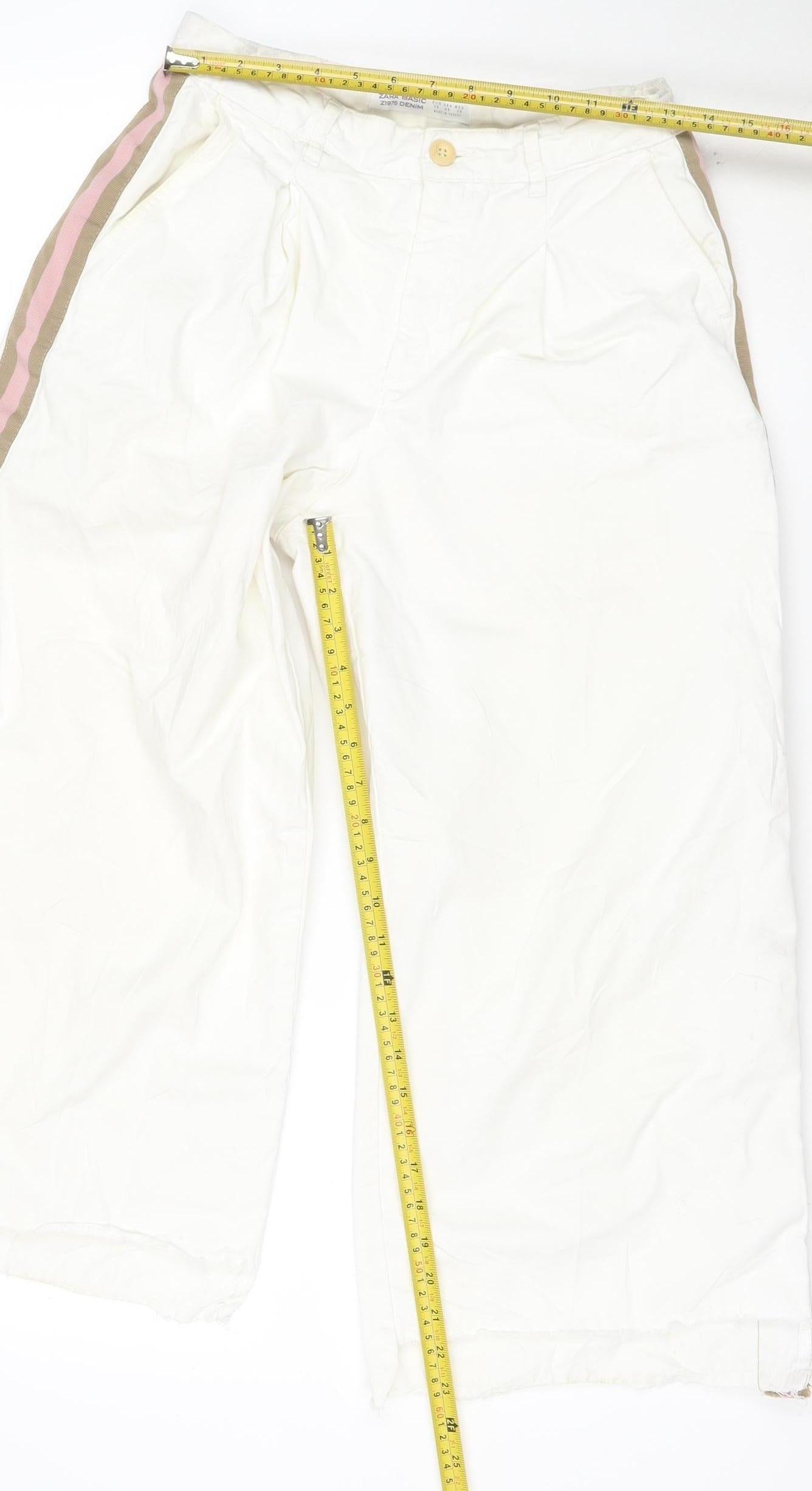 Zara Basic Women White Wide-Leg Denim Jeans Size 10