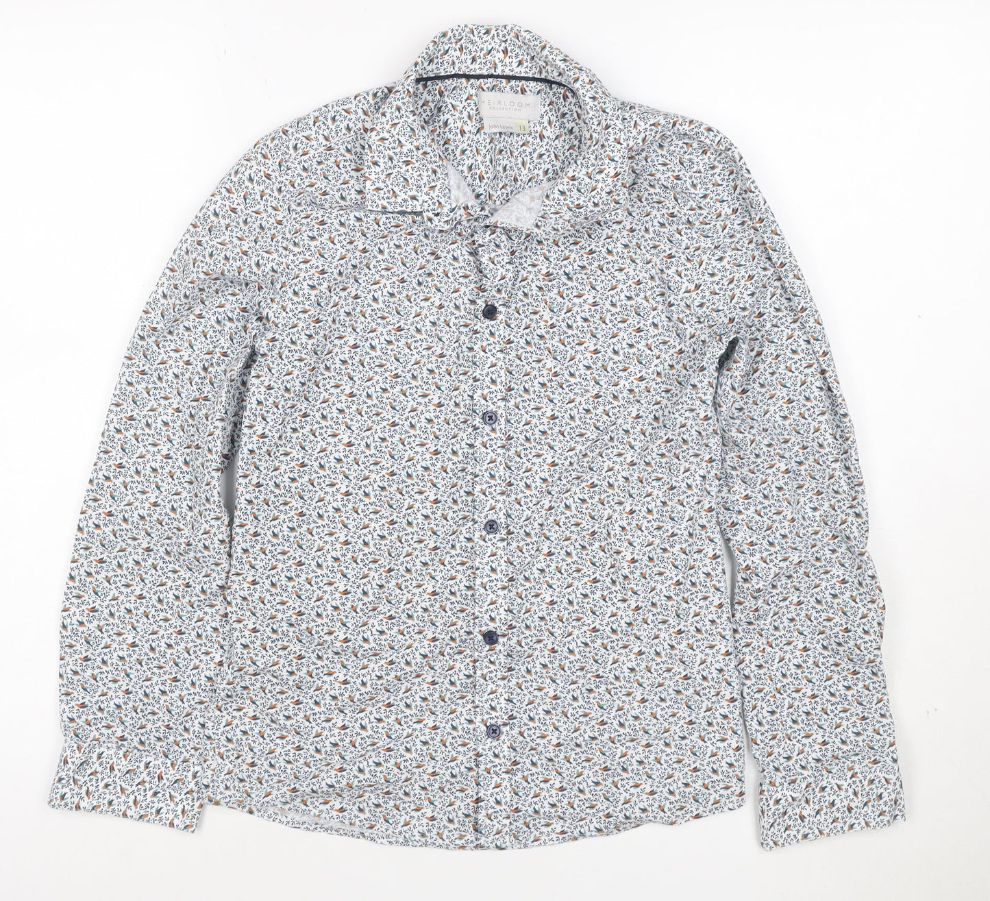 John Lewis Boys Multicoloured Bird Print Cotton Button-Up Shirt 13 Years