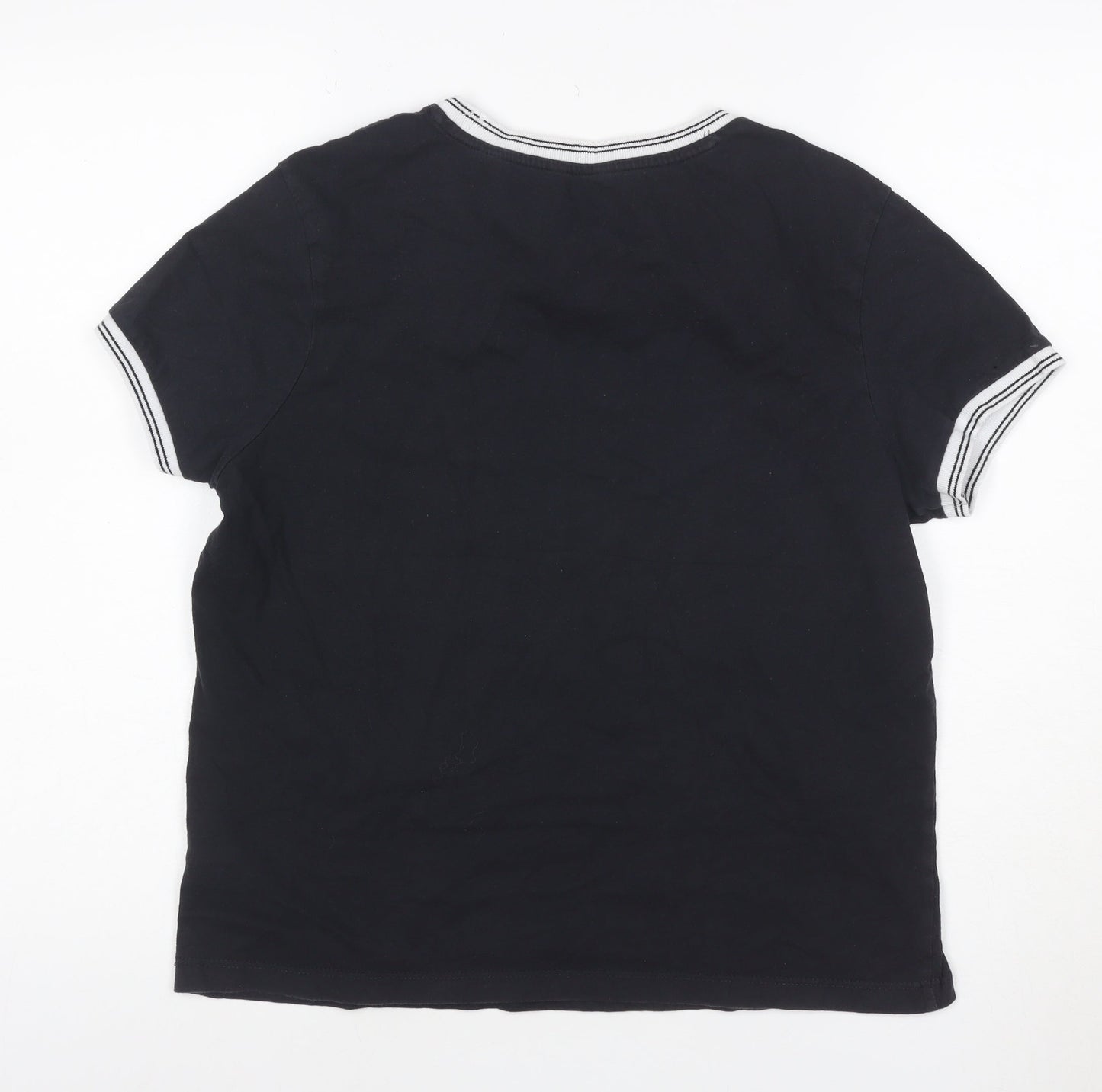 Jack Wills Women's Black Ringer T-Shirt Size M