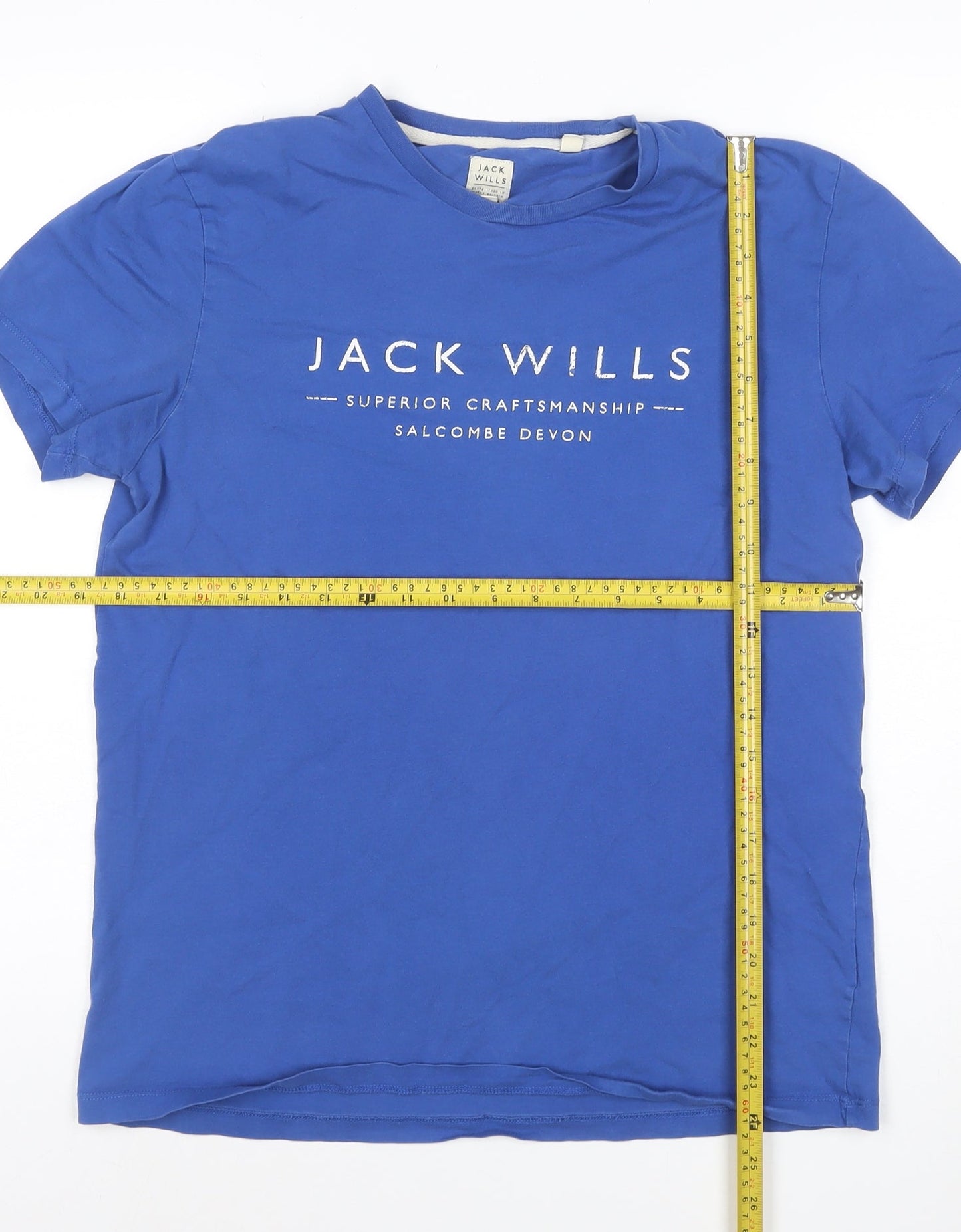 Jack Wills Men's Blue Crew Neck Cotton Graphic T-Shirt Size S