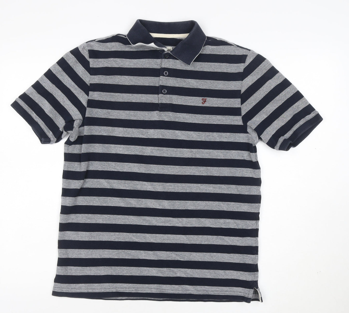 Farah Classic Men's Blue Striped Cotton Polo Shirt Size M
