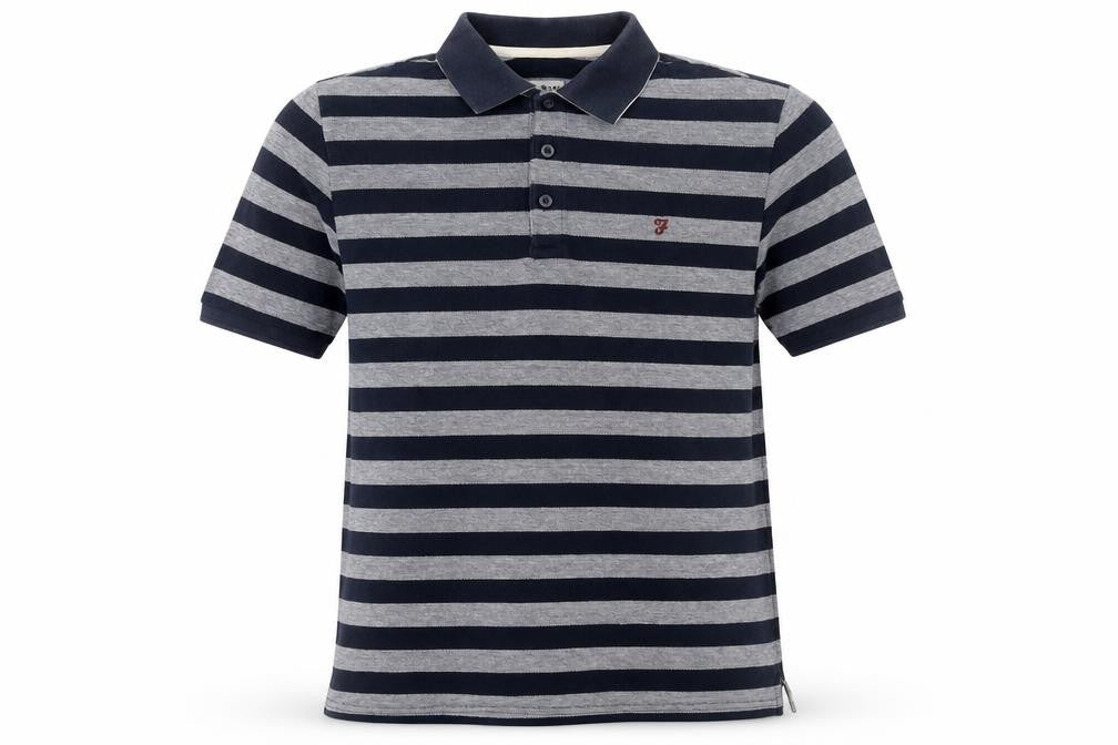 Farah Classic Men's Blue Striped Cotton Polo Shirt Size M