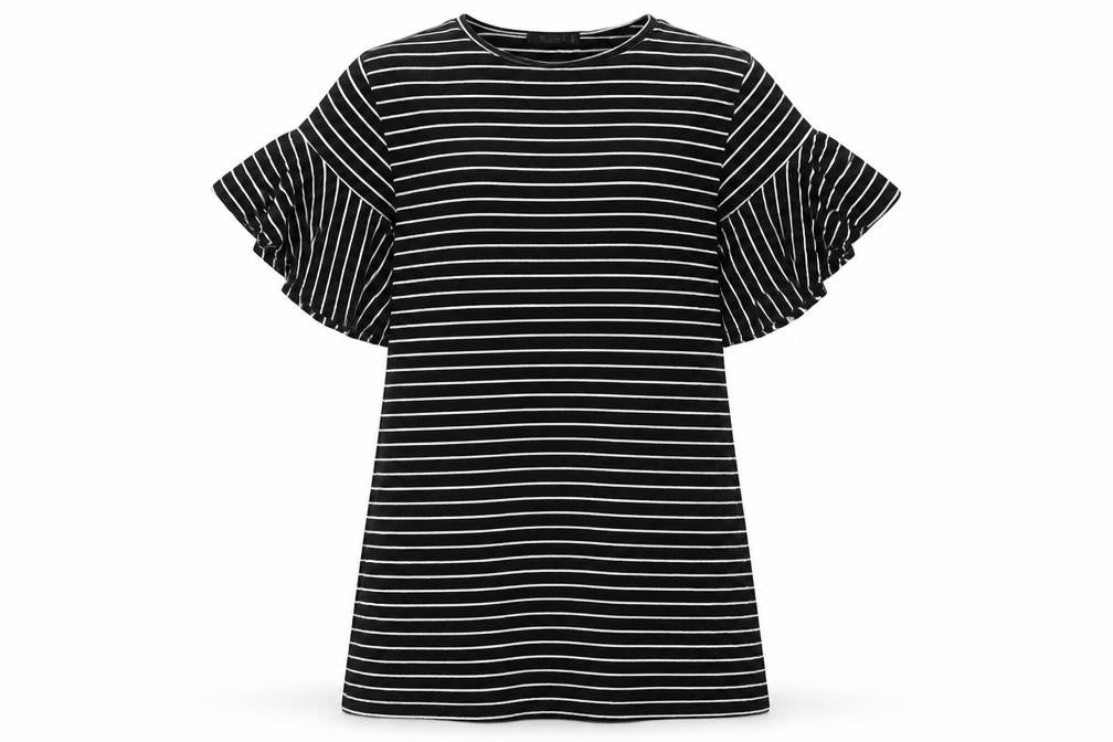 Missguided Women Black White Stripe T-Shirt Dress UK 8 Flared Sleeve