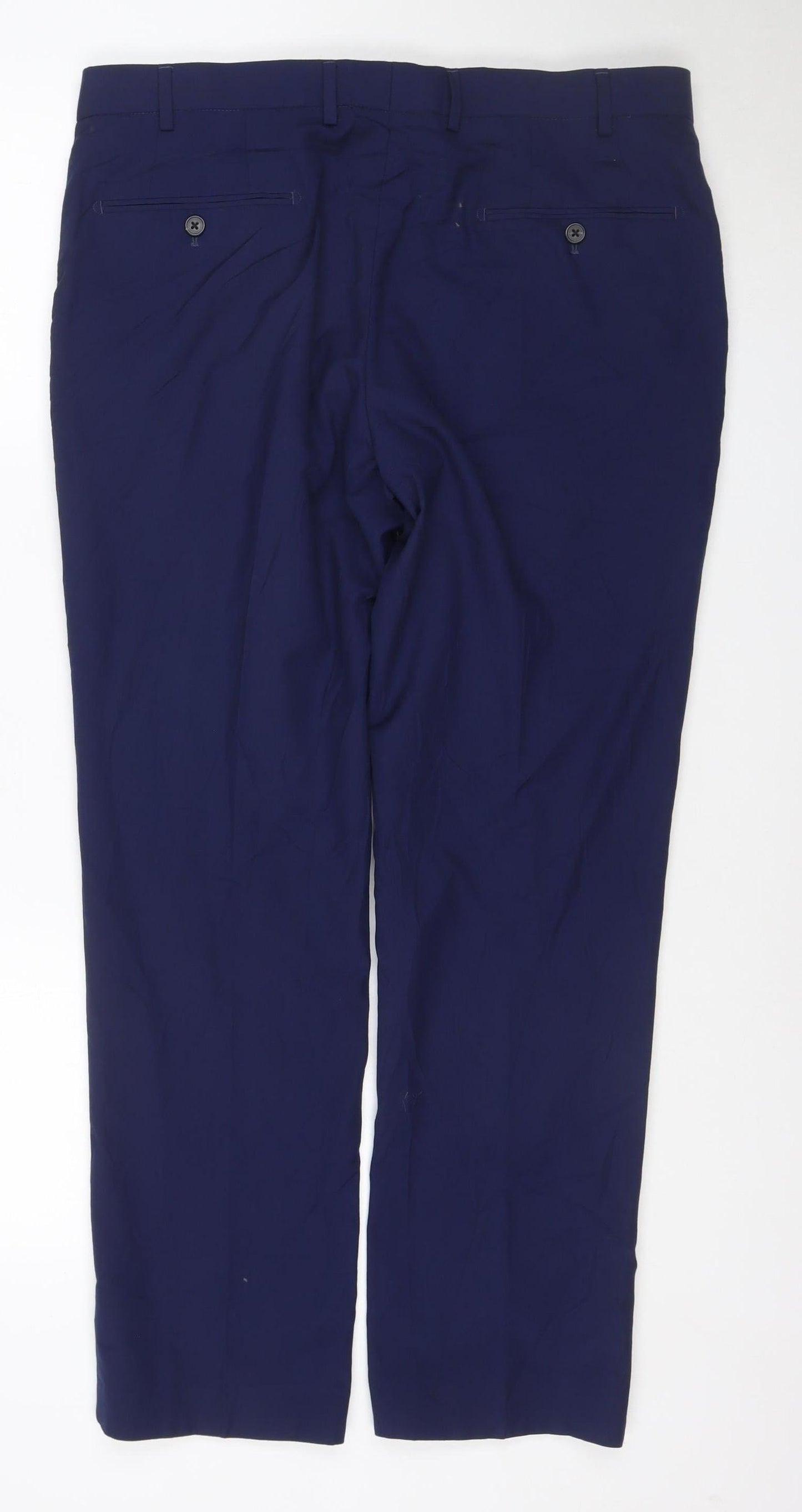 Next Men's Blue 36in Slim Fit Dress Trousers 29in Short Leg