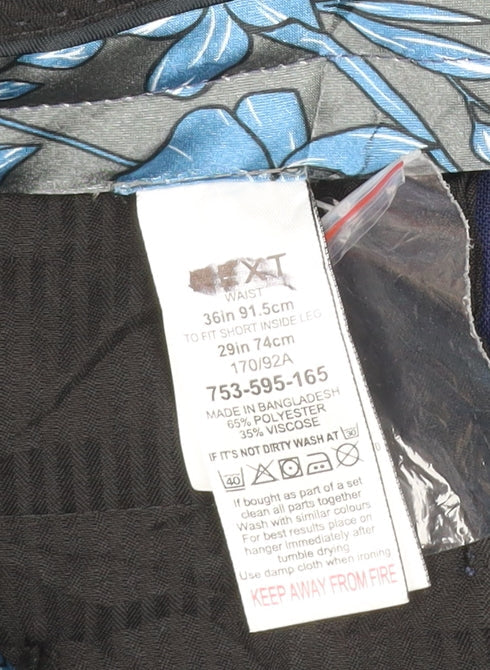Next Men's Blue 36in Slim Fit Dress Trousers 29in Short Leg