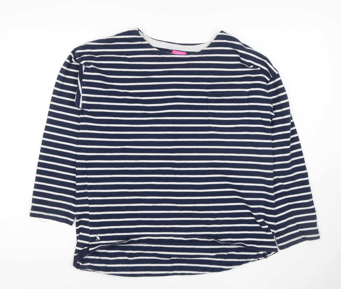Joules Women’s Blue Striped 3/4 Sleeve Cotton T-Shirt Size L