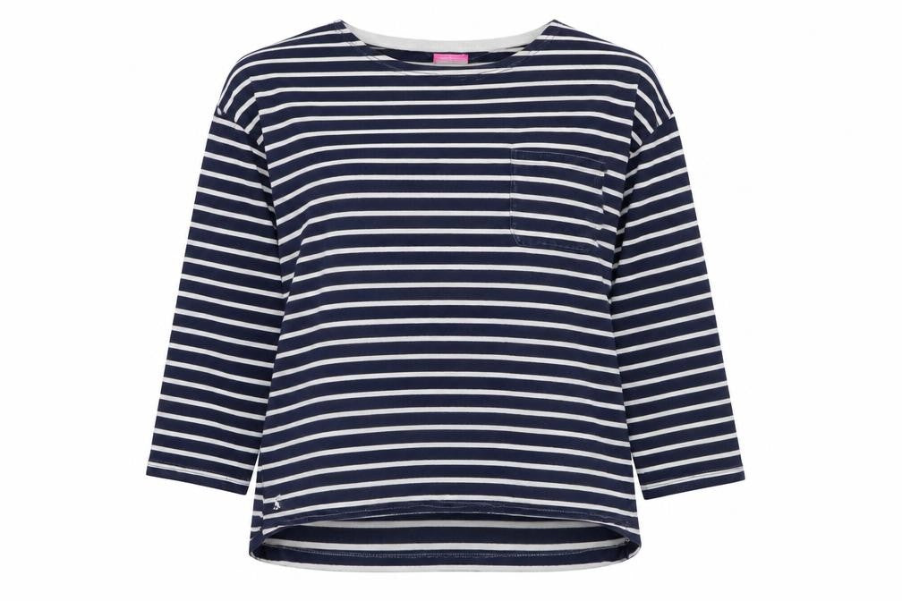 Joules Women’s Blue Striped 3/4 Sleeve Cotton T-Shirt Size L