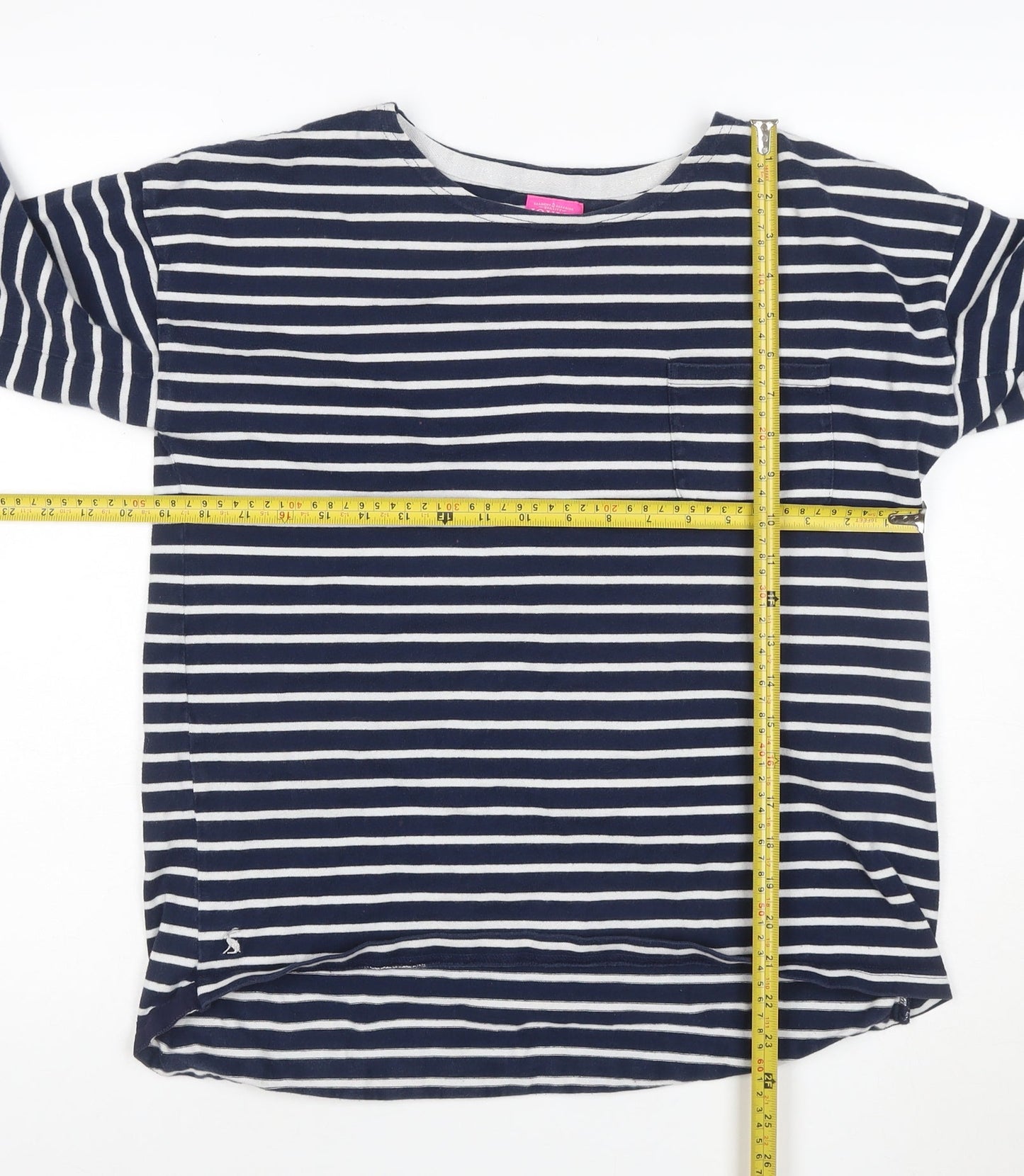 Joules Women’s Blue Striped 3/4 Sleeve Cotton T-Shirt Size L