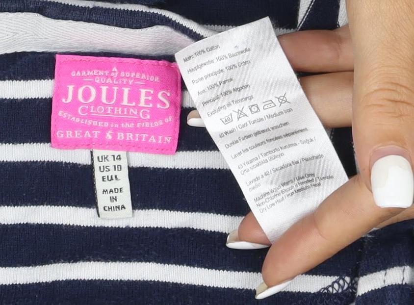 Joules Women’s Blue Striped 3/4 Sleeve Cotton T-Shirt Size L