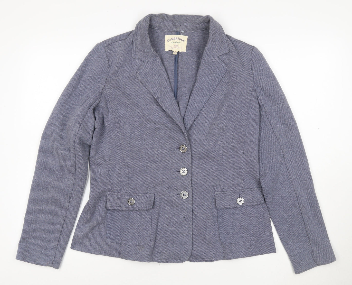 Cambridge Dry Goods Women's Blue Size 14 Cotton Blend Single-Breasted Blazer