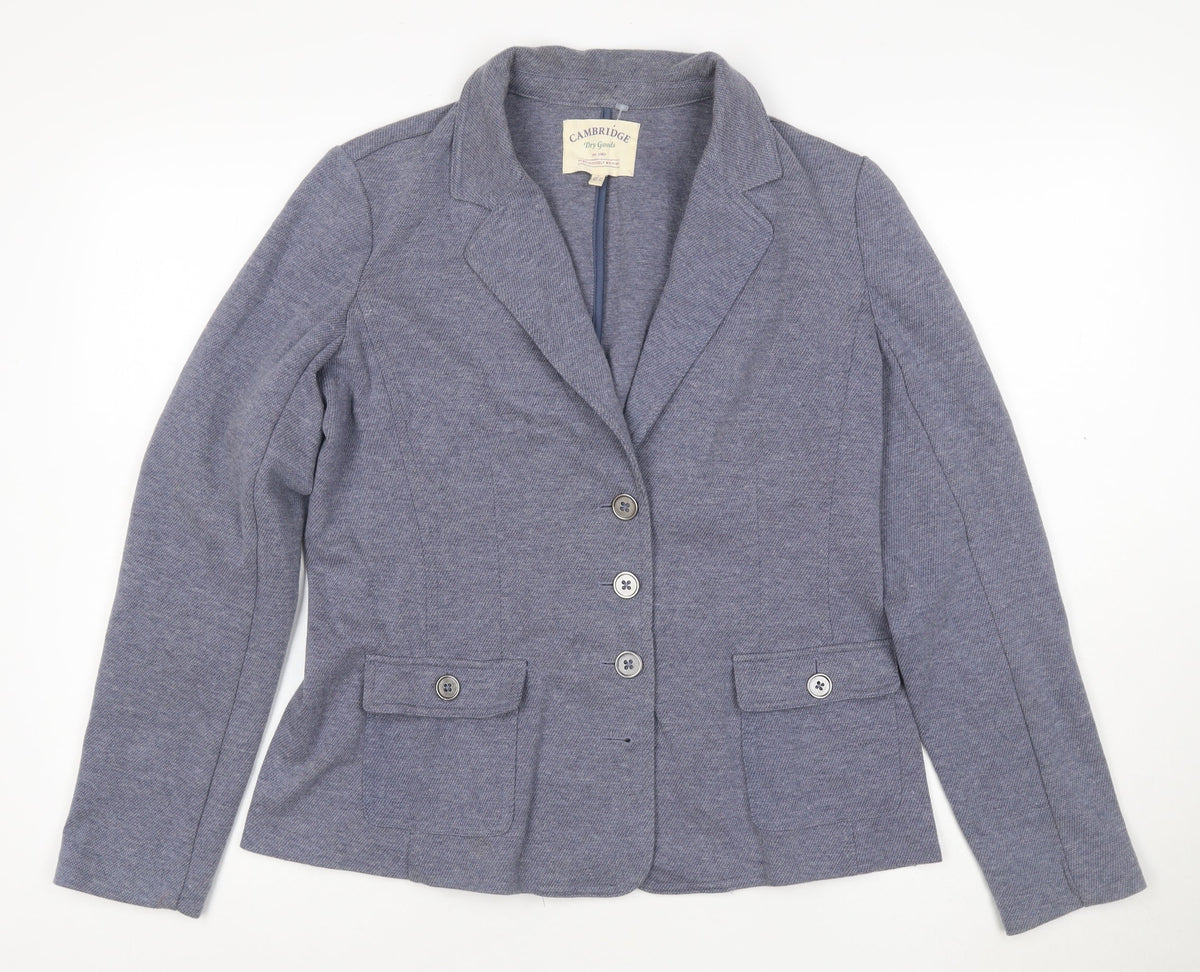 Cambridge Dry Goods Women's Blue Size 14 Cotton Blend Single-Breasted Blazer